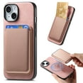 thumbnail image 1 of Magnetic 2 in 1 Detachable Wallet Compatible with iPhone 14 Case, with Card Holder Faux Leather Men Women Compatible with MagSafe Phone Cover for iPhone 14, Pink, 1 of 11