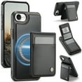 thumbnail image 1 of Magnetic 2 in 1 Detachable for iPhone 16e, Compatible with Magsafe Case with Card Holder, for Women Men PU Leather RFID Blocking Flip Kickstand Credit Slots for iPhone 16e, Black, 1 of 12