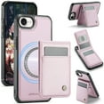 thumbnail image 1 of Magnetic 2 in 1 Detachable for iPhone 16e, Compatible with Magsafe Case with Card Holder, for Women Men PU Leather RFID Blocking Flip Kickstand Credit Slots for iPhone 16e, Pink, 1 of 12