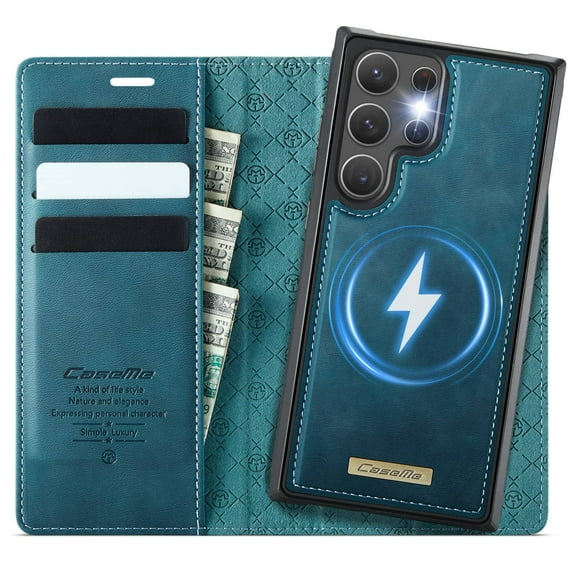 Magnetic 2 in 1 Detachable Wallet Case for Samsung Galaxy S22 Ultra with Card Holder Women Men, Retro PU Leather【RFID Blocking】Kickstand Shockproof Cover