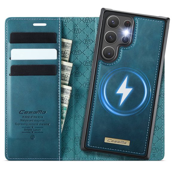 Magnetic 2 in 1 Detachable Wallet Case for Samsung Galaxy S22 Ultra with Card Holder Women Men, Retro PU Leather【RFID Blocking】Kickstand Shockproof Cover