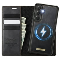 Magnetic 2 in 1 Magsafe Detachable Wallet Case for Samsung Galaxy S25 Plus with Card Holder Women Men, Retro PU Leather【RFID Blocking】Kickstand Shockproof Cover