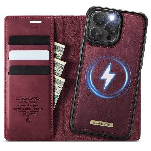 Magnetic 2 in 1 Magsafe Detachable Wallet Case for iPhone 14 Pro Max with Card Holder Women Men, Retro PU Leather【RFID Blocking】Kickstand Shockproof Cover