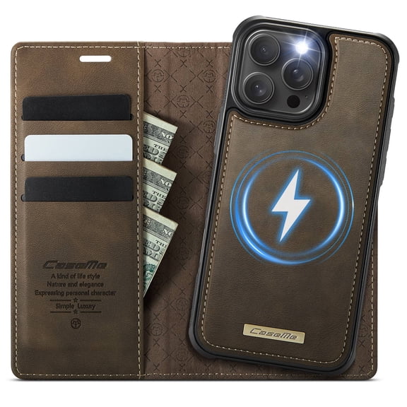 Magnetic 2 in 1 Magsafe Detachable Wallet Case for iPhone 14 Pro Max with Card Holder Women Men, Retro PU Leather【RFID Blocking】Kickstand Shockproof Cover