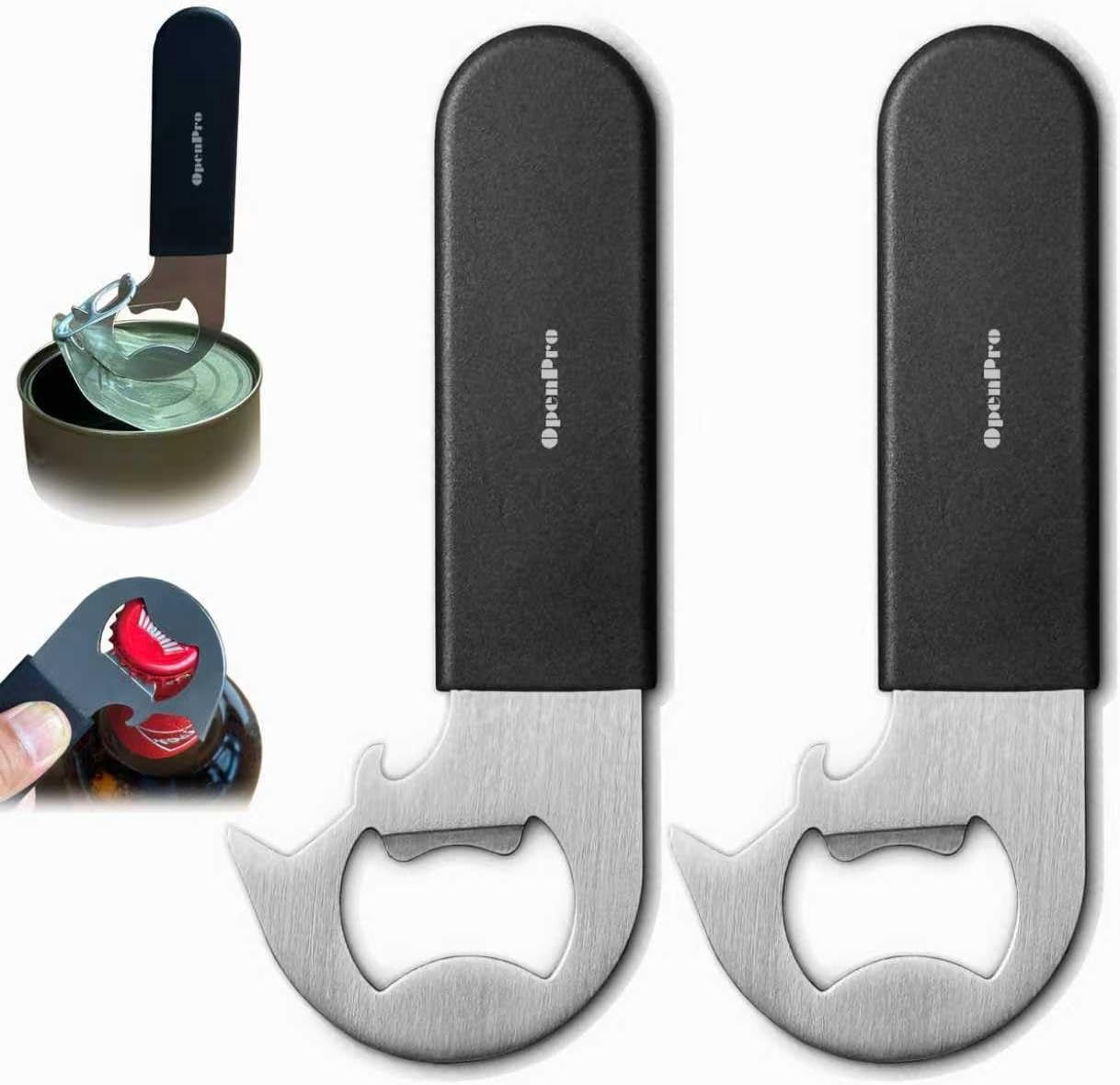 Magnetic 2-IN-1 Ring-Pull Can Opener, Beer Bottle Opener, Manual Can Opener Easy for Seniors, Pet Food, Cat Cans, Beer, Gadgets for People with Arthritis, kitchen gadgets, 2-Pack