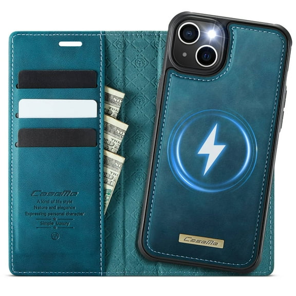 Magnetic 2 in 1 Magsafe Detachable Wallet Case for iPhone 14 with Card Holder Women Men, Retro PU Leather【RFID Blocking】Kickstand Shockproof Cover