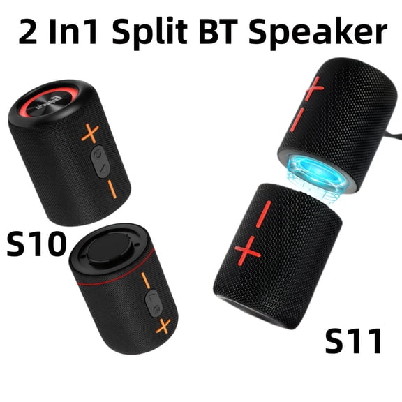 Magnetic 2-in-1 Wireless Speaker: 20W Portable Split Rotation Speaker with RGB Lights, Surround Sound, TF/AUX Support