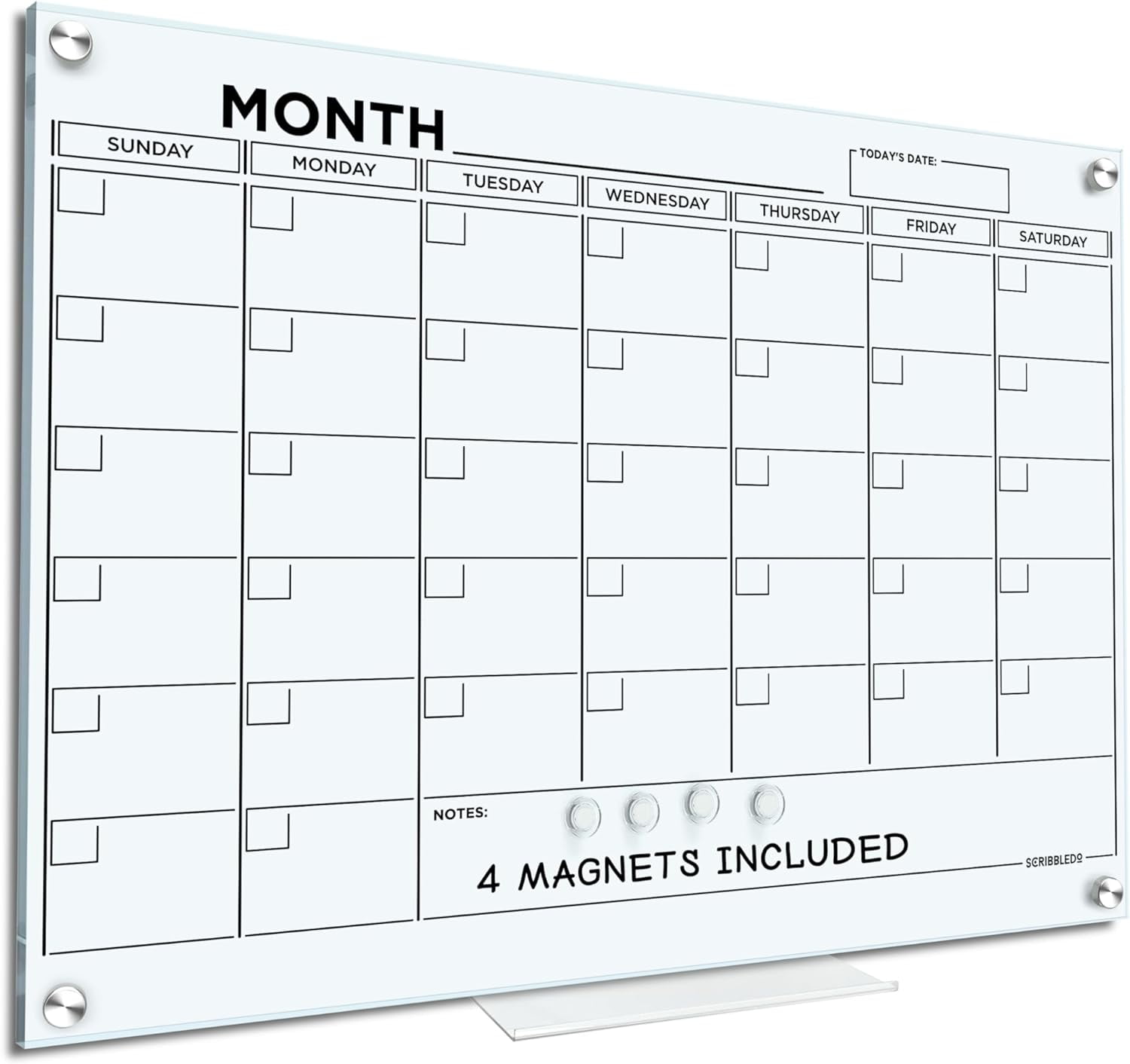 Magnetic 24”x36” Glass Whiteboard Calendar Planner White Board Calendar ...