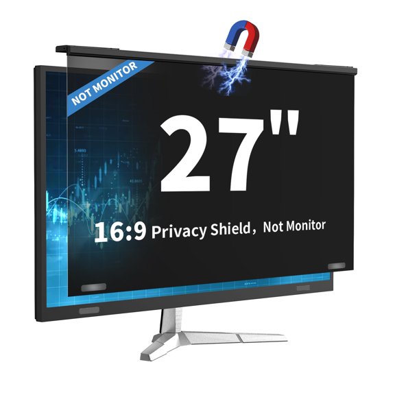 Magnetic 27 Inch Computer Privacy Screen for 16:9 Widescreen Monitor, Removable Hanging Anti-Blue Light Computer Screen Privacy Panel, Anti-UV Magnetic Attachment Monitor Privacy Screen