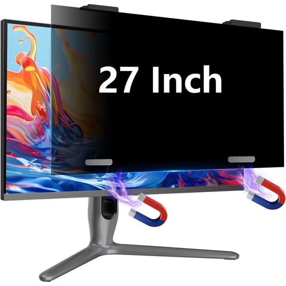 Magnetic 27 Inch Privacy Screen for Monitor 16:9 Aspect Ratio Hanging Removable Privacy Screen for Computer Monitor, Anti Glare Blue Light Filter, Eye Protection