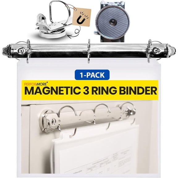 Magnetic 3 Ring Binder Locking Mechanism for Hanging 8.5 x 11 Inch Sheets of Paper 3 Rings 1 Inch D Shaped Rings 5S Visual Aid