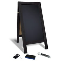 Magnetic A-Frame Chalkboard Sign, Extra Large 20" x 40", Standing Chalkboard Easel, with Chalk Marker + Chalk & Eraser, Sandwich Board Outdoor Sidewalk Sign, by Better Office Products (Black)