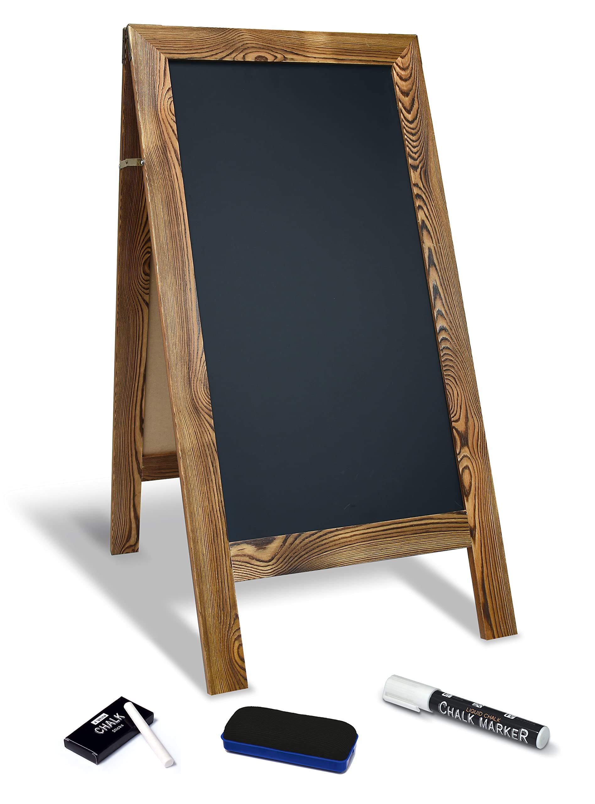 Magnetic A-Frame Chalkboard Sign, Extra Large 20 x 40, Standing Chalkboard  Easel, with Chalk Marker + Chalk & Eraser, Sandwich Board Outdoor Sidewalk  Sign, by Better Office Products (Black) 