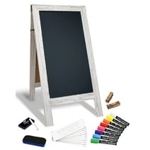 Magnetic A-Frame Chalkboard Sign, Extra Large 20" x 40", Standing Chalkboard Easel, Deluxe Set with Multiple Accessories, Outdoor Sidewalk Sandwich Board Sign, by Better Office Products (Whitewash)