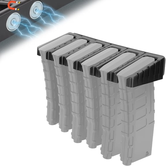 Magnetic ABS 6 Standard AR Rack Wall Mount, AR Mag Holder for 5.56 .223 Magazines, Wall Magazine Display, Magnet AR Mag Storage Organizer