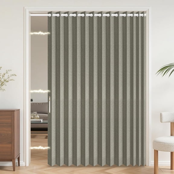 Magnetic Accordion Door Blackout Curtain, Includes Rod, 75x80 Inches, Grey, Invisible Interior Doorway Privacy Solution