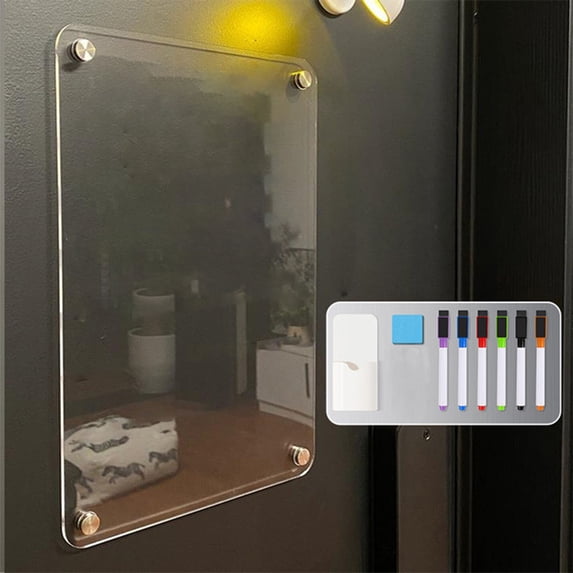 Magnetic Acrylic Dry Erase Board Set for Office, Wall Hanging Message Writing Board with Smooth Wipe Surface for Notes Reminders Planning, dry erase board, memo board,White,1PC