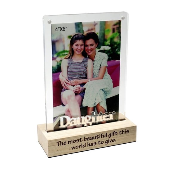 Magnetic Acrylic Frame On Stand With Text- Daughter Photo Frame