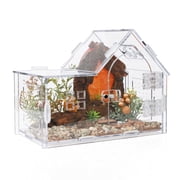 Magnetic Acrylic Jumping Spider Enclosure with Mushroom House, Easy-Feed Hole & Front Opening   Terrarium for Tarantula, Mantis, Beetle, Gecko, Hermit Crab, Reptile Habitat