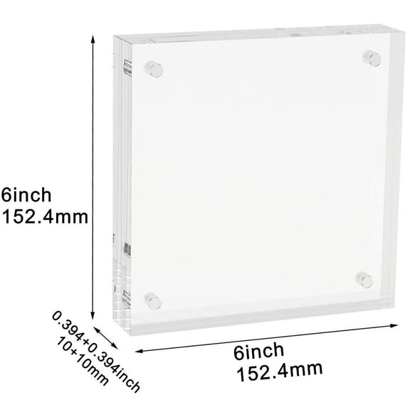 Magnetic Acrylic Photo Frame Free-Standing Clear Desktop Floating Display - Multiple Sizes Available
