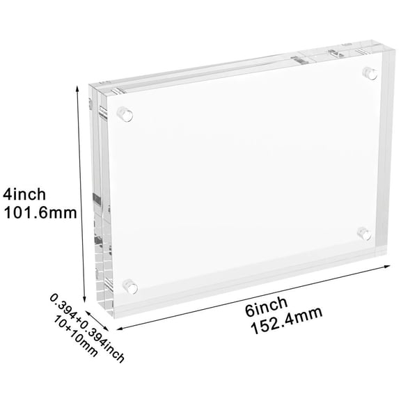 Magnetic Acrylic Photo Frame Free-Standing Clear Desktop Floating Display - Multiple Sizes Available