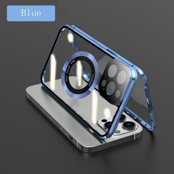 Magnetic Adsorption Clear Case for iPhone 16/15/14/13/12 Plus Pro Max with Metal Frame and Safety Lock [Compatible with MagSafe]