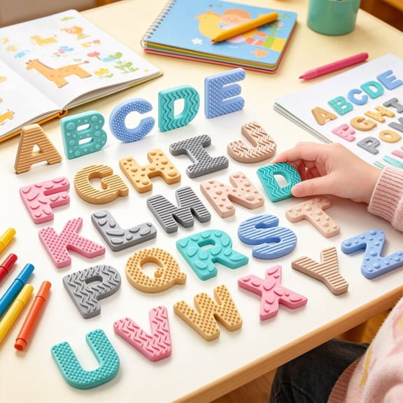 Magnetic Alphabet Letters for Preschool Learning, 26 Uppercase Silicone ABC Fridge Magnets for Kids Ages 3+, Sensory Spelling Toys, Fine Motor Development, Easter Basket Stuffers