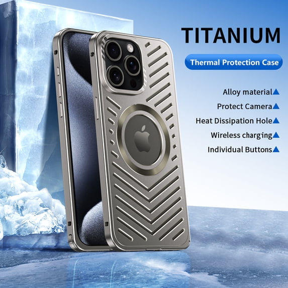 Magnetic Aluminium Alloy Phone Case For iPhone 14 12 13 15 Pro Max Hollow Heat Dissipation Shell Lens Protection Anti Drop Cover