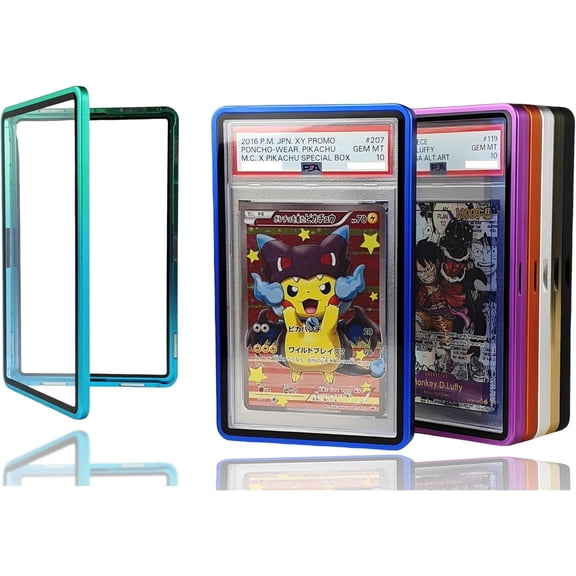 Magnetic Aluminum Graded PSA Slab Guard UV Resistant Glass 35PT Premium Protector Display Case For Standard PSA CGC Graded Sport Trading Cards - Aqua Storm