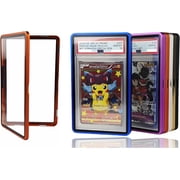 Magnetic Aluminum Graded PSA Slab Guard UV Resistant Glass 35PT Premium Protector Display Case For Standard PSA CGC Graded Sport Trading Cards - Sunset Orange