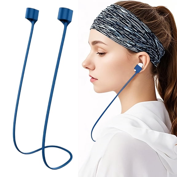Magnetic Anti-Lost Straps for Wireless Bluetooth, Soft Silicone Sport Earphones Anti-Lost Strap, Wire Cable Connector for Wireless Bluetooth Earphones (Blue)