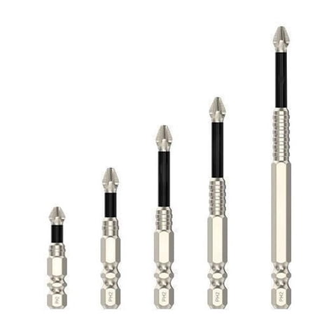Magnetic Anti-Slip Phillips Screwdriver Bit Set, 1/4 Inch Hex Shank for Impact Driver Power Tool, PH2 Bits (25mm-150mm), and Precise Cross Drill Bits