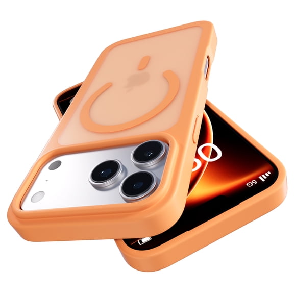 Magnetic for Apple iPhone 13/Apple iPhone 14/Apple iPhone 16e Case, Integrated Silicone Camera Control Cover, 3.0mm Thicken Shockproof Drop Protection Phone Case for Women Men, Orange