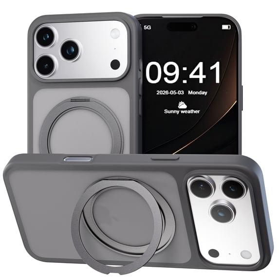 Magnetic for Apple iPhone 15 Case with Ring Stand, Fits MagSafe Ring, Military-Grade Drop Protection, Build in Kickstand,Slim Matte Finish Shockproof Phone Cover for iPhone 15 6.1''