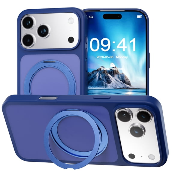 Magnetic for Apple iPhone 15 Case with Ring Stand, Fits MagSafe Ring, Military-Grade Drop Protection, Build in Kickstand,Slim Matte Finish Shockproof Phone Cover for iPhone 15 6.1''