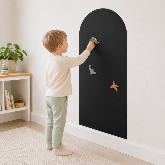 Magnetic Arch Wall Decal, Magnetic Chalkboard for Wall 39" x 18" Adhesive Backing Wallpaper for Playroom Home(Black)