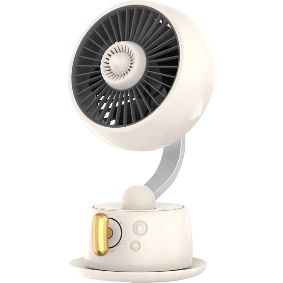 Magnetic Aromatherapy Desk Fan,CordlessTable Air Circulator Fan with Night Light,120 Auto Swing & 27dB Quiet, Rechargeable USB-C Infinite Speed Office Fan, Compact for Bedroom - Beige