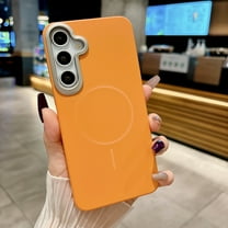 Magnetic Back Cover for Samsung Galaxy A17 5G, Luxury Ultra Slim Boys Girls Hard PC Drop Protective Anti-Scratch Shockroof Anti-Fingerprint Non-Slip Phone Case, Support Wireless Charging, Orange
