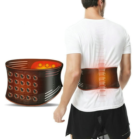 Magnetic Back Support Belt with Self-Heating - Posture Corrector for Lower Back Pain Relief | 4 Steel Bars & 28 Magnets Waist Brace (33-36 Inch, Black)