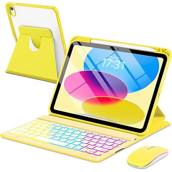 Magnetic Backlit Keyboard Mouse Case, Yellow for iPad 11th/10th Gen