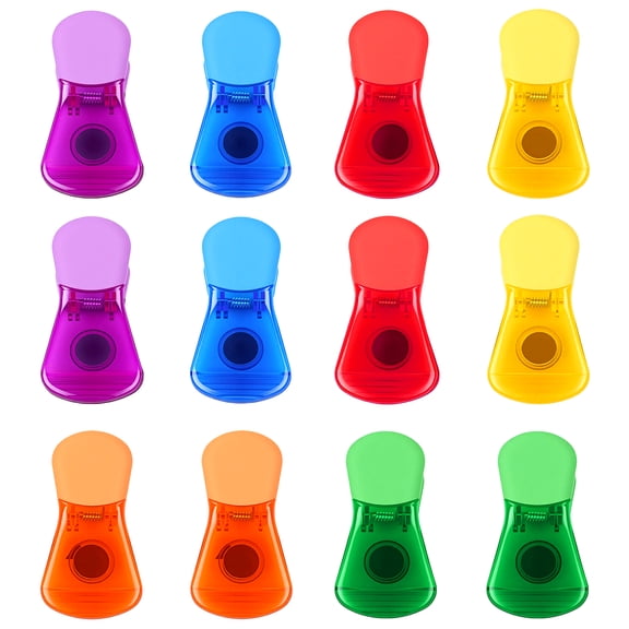 Color Refrigerator Magnet Air-Tight Clips, Color Plastic Clips, 12 Pack Magnetic Chip Clips, Food Chip Snack Bag Sealing Clips for Home Kitchen Storage