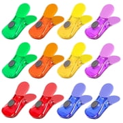 12 Pack Color Refrigerator Magnet Air-Tight Clips, Magnetic Color Plastic Clips, Magnetic Chip Clips, Food Chip Snack Bag Sealing Clips for Home Kitchen Storage