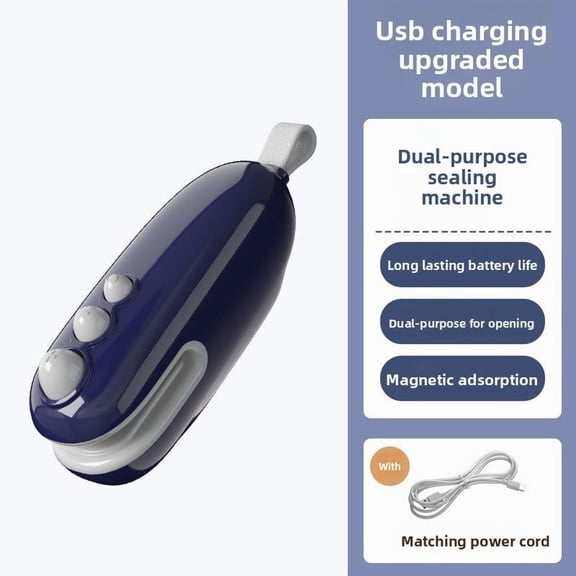 Magnetic Bag Sealer for Snacks - Portable Mini Food Saver with Snap-On Lid, USB Rechargeable to Reseal Chips, Pet Food, Coffee Bags & Keep Fresh