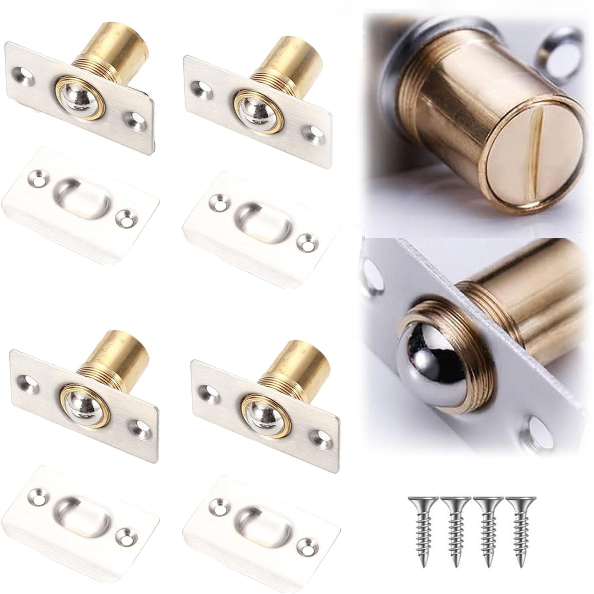 2-Pack Heavy Duty Magnetic Door Catches For Closets & Cabinets | Invisible Ball Catch With Screws