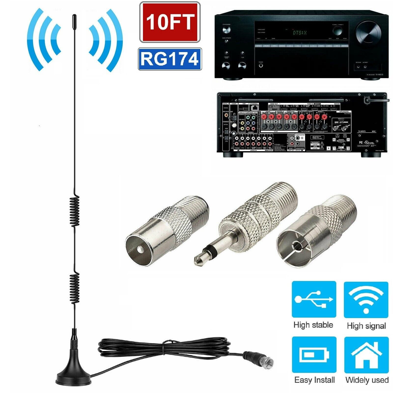Magnetic Base Indoor Digital Radio Antenna for AM FM Signal Receiver ...