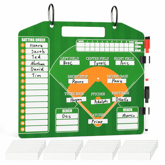 Magnetic Baseball & Softball Coach Clipboard Dry Erase Lineup Board with Form Holder, Dugout Coaching Organizer