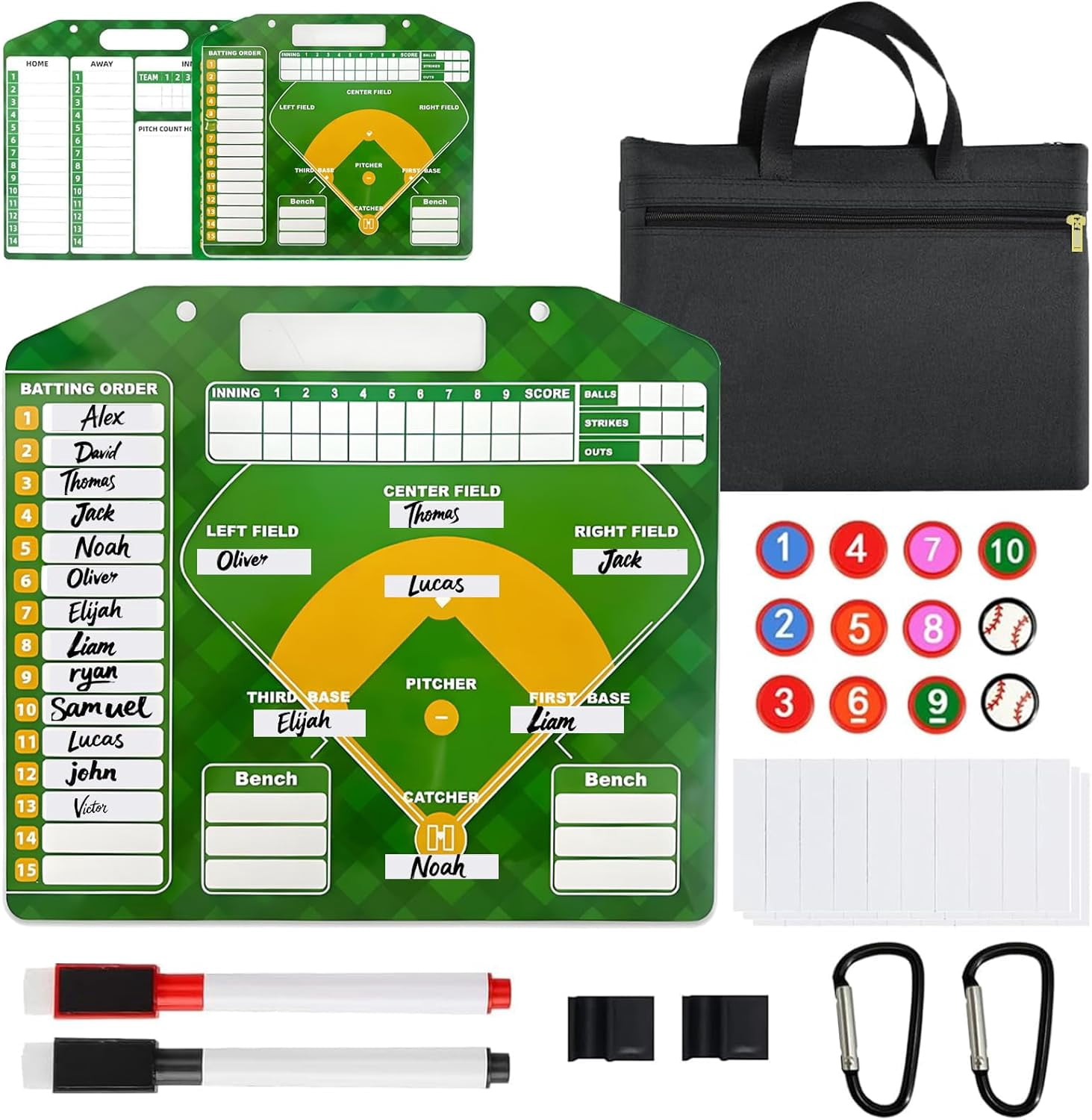 Planche De Ligne Magnétique Baseball Pour Entraîneurs, Presse-papiers Vert