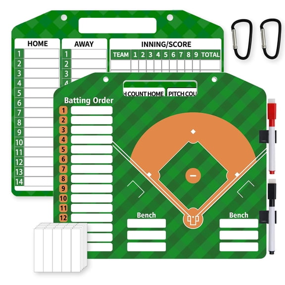 Magnetic Baseball Lineup Board - Dry Erase Baseball & Softball Lineup Board for Dugout, Includes 30 Lineup Cards & 2 Markers, Baseball Clipboard for Coaches, Softball Whiteboard Coaching Accessories