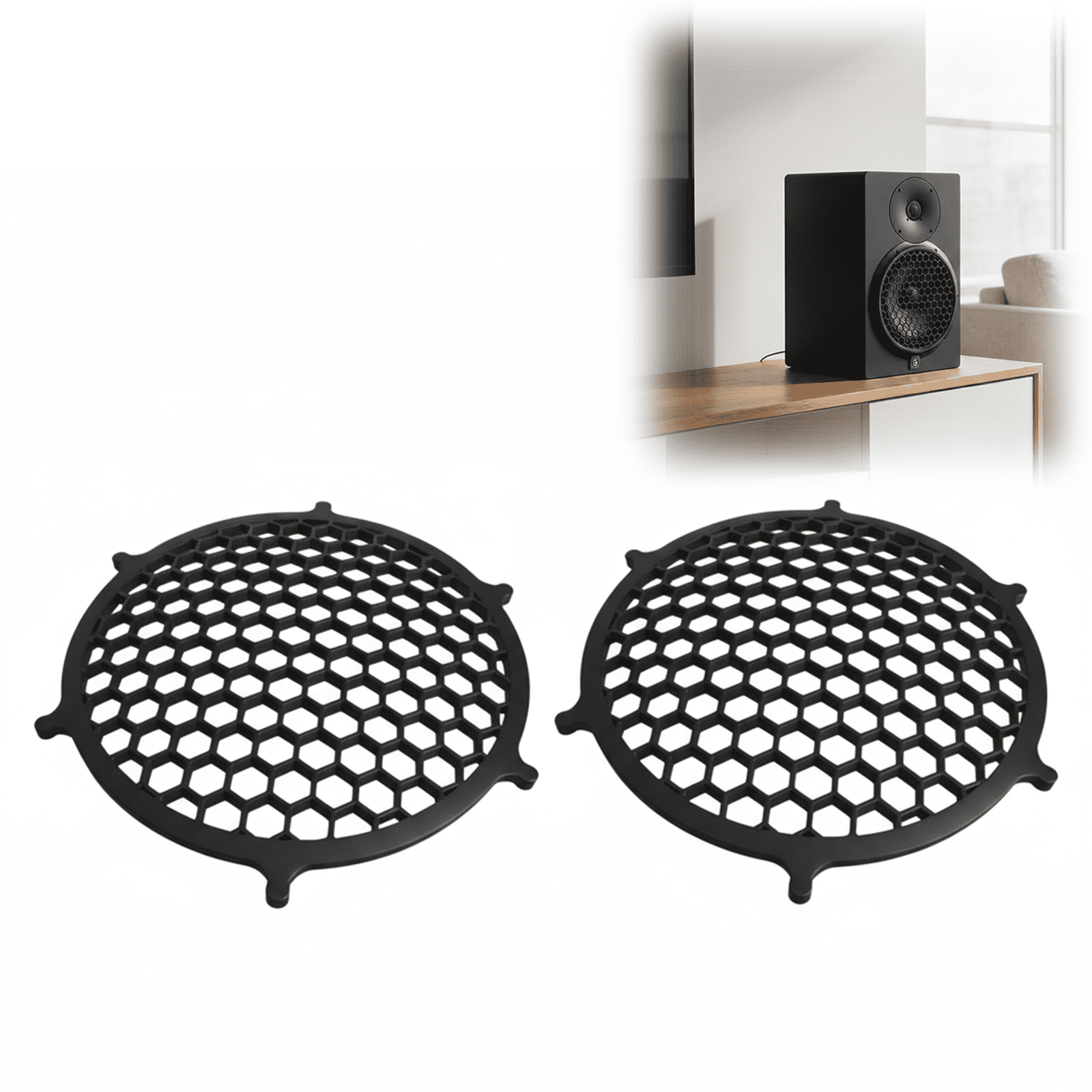 Magnetic Bass Grill for Yamaha HS8 Monitor Speaker, Speaker Grill Cover Magnetic Protection Guard for Studio Audio Home Setup, 2PCS, Black