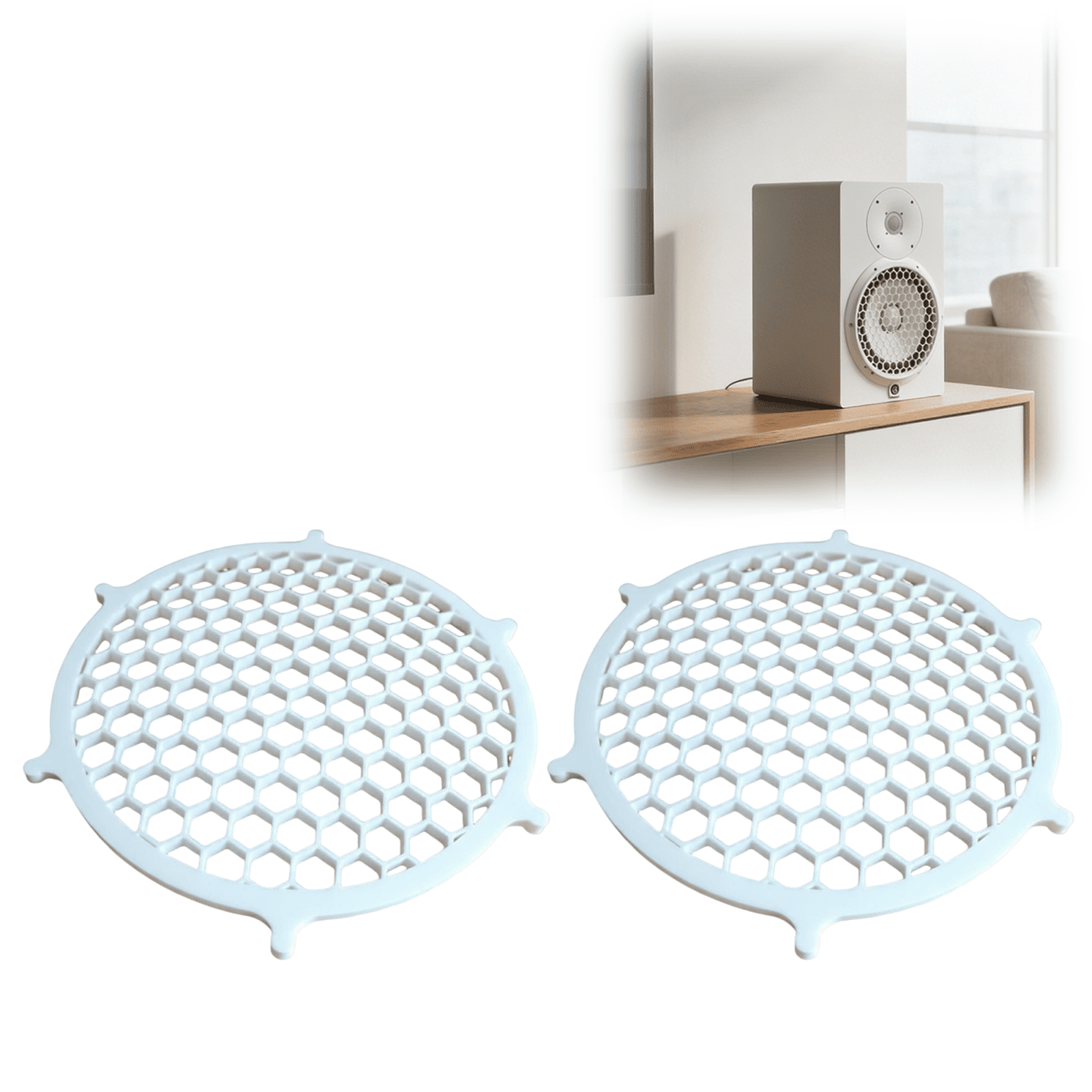 Magnetic Bass Grill for Yamaha HS8 Monitor Speaker, Speaker Grill Cover Magnetic Protection Guard for Studio Audio Home Setup, 2PCS, White